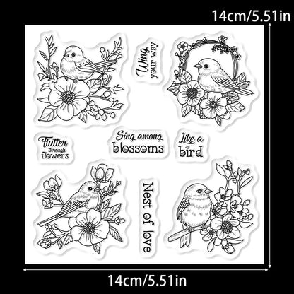 Flowers and Birds Clear Stamps