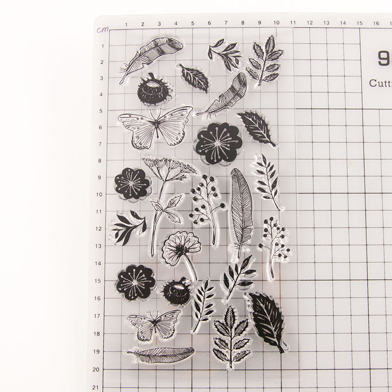 Flowers and Leaves Combination Clear Stamps