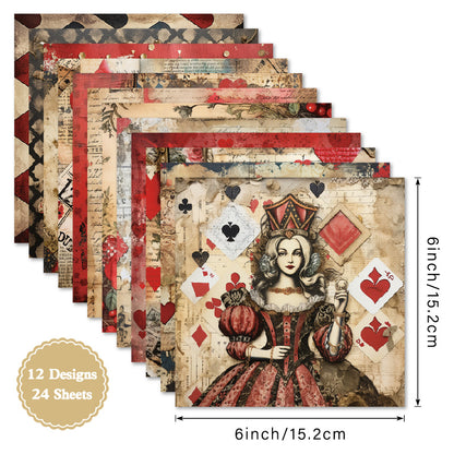 24PCS 6" Queen Scrapbook Paper & Cardstock