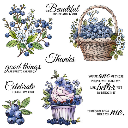 Fruit Blueberry Dies & Stamps Set