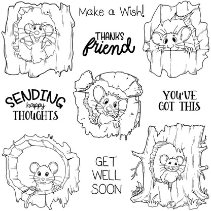 Cute Tree Hole Mouse Dies & Stamps Set