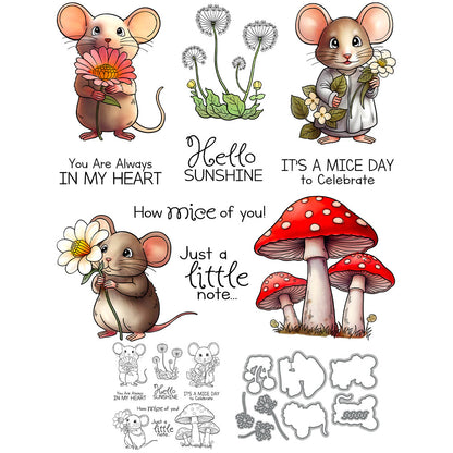 Mouse Mushroom Dies & Stamps Set