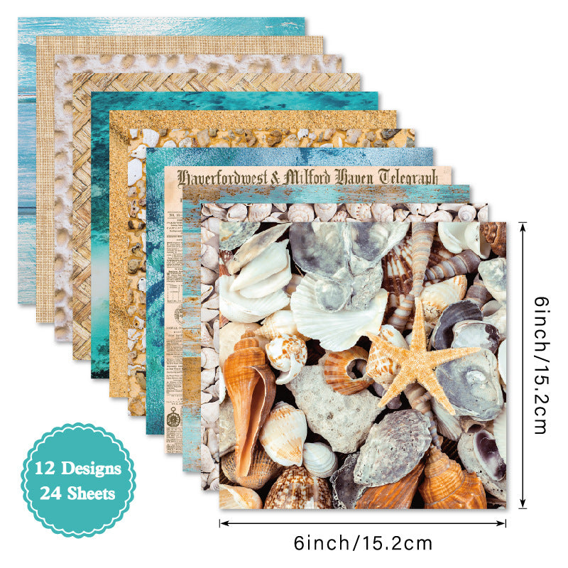 24PCS 6" Beach Scrapbook Paper & Cardstock