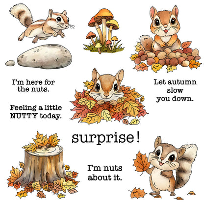Squirrel Maple Leaf Dies & Stamps Set