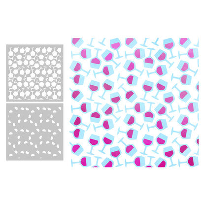 2 PCS Wineglass Pattern DIY Painting Hollow Stencil