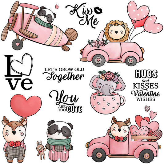 Valentine's Day Animals and Cars Clear Stamps