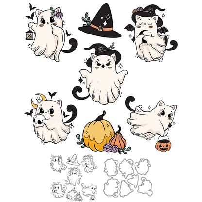 Cute Witch Ghost Dies & Stamps Set