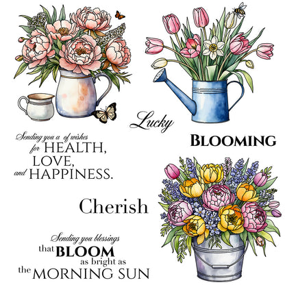 Vase Flowers Clear Stamps
