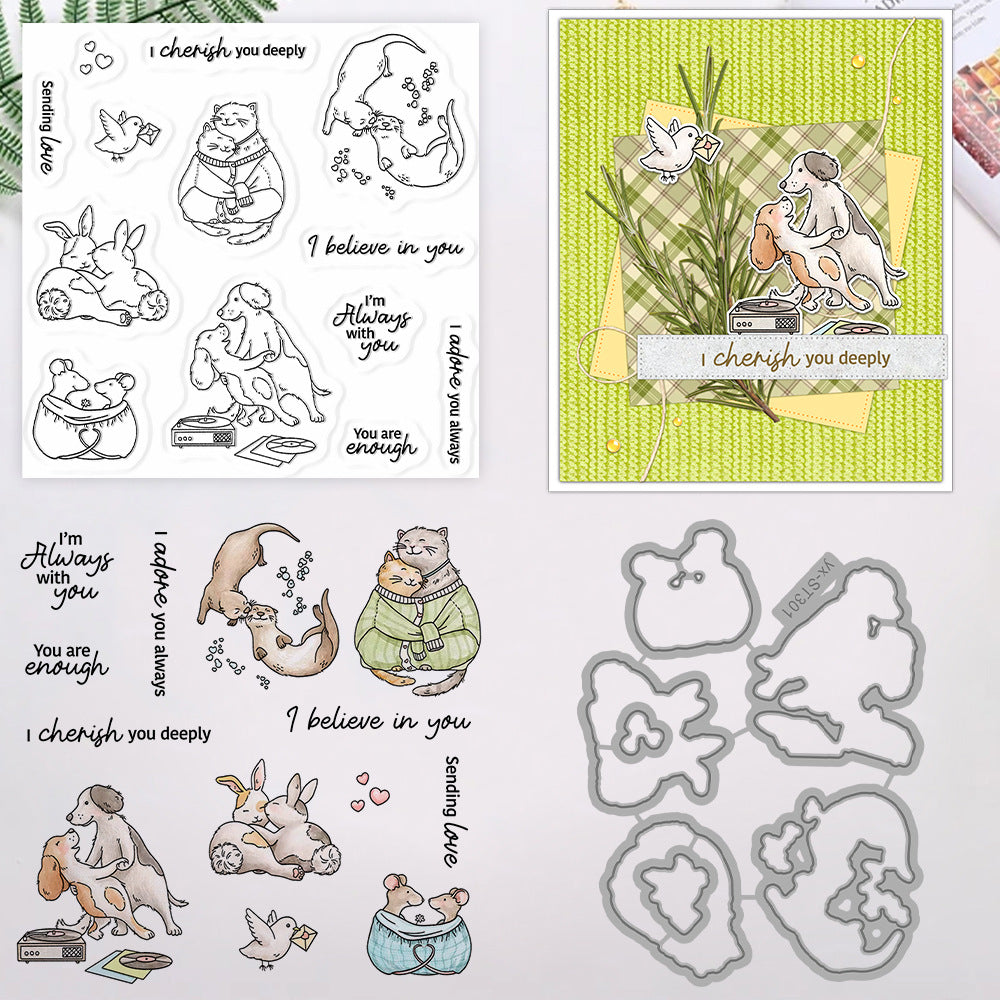 Animals In Pairs Dies & Stamps Set