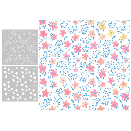 2 PCS Flower Pattern DIY Painting Hollow Stencil