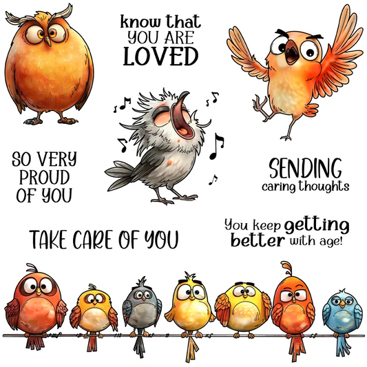 Funny Birds Singing Dies & Stamps Set