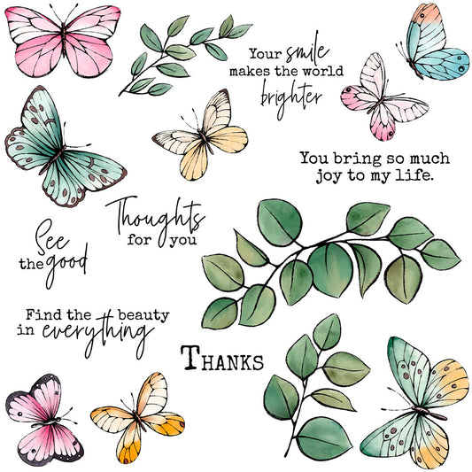Butterfly Wreath Clear Stamps