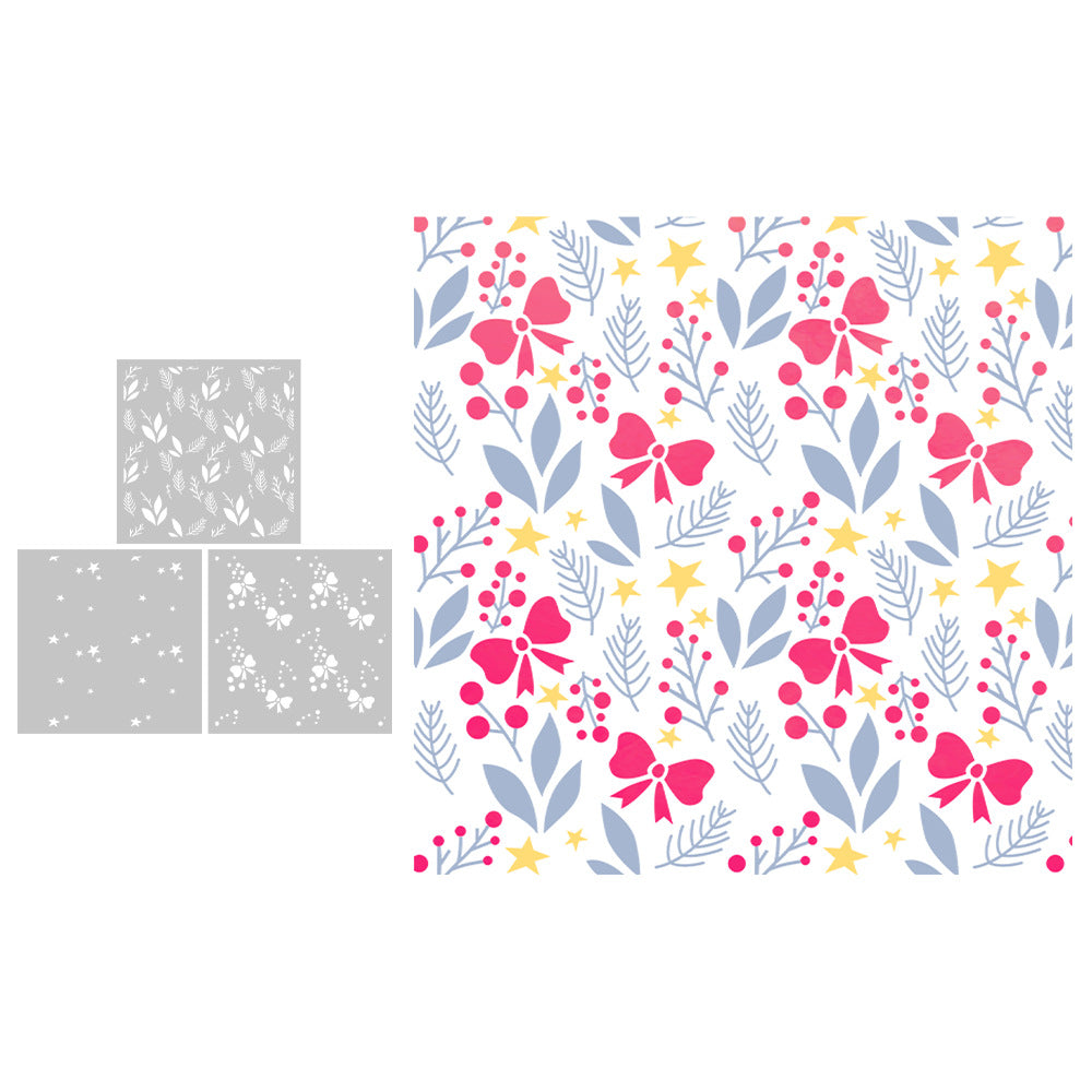 3 PCS Decorative Background DIY Painting Hollow Stencil