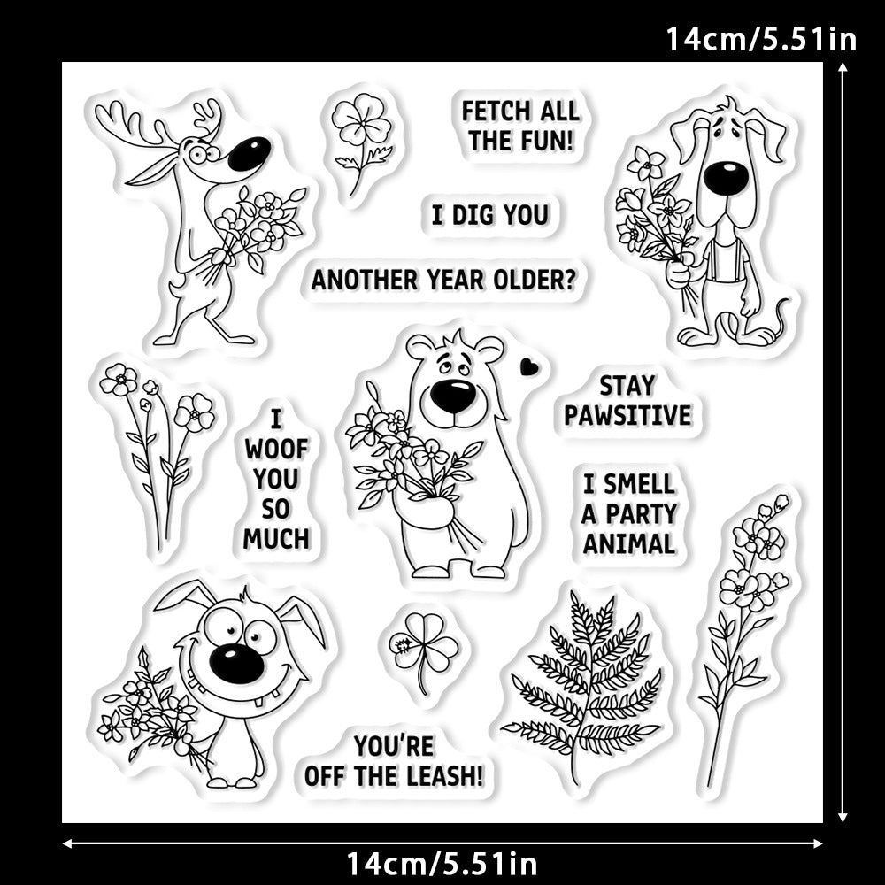 Animals Holding Flowers Dies & Stamps Set