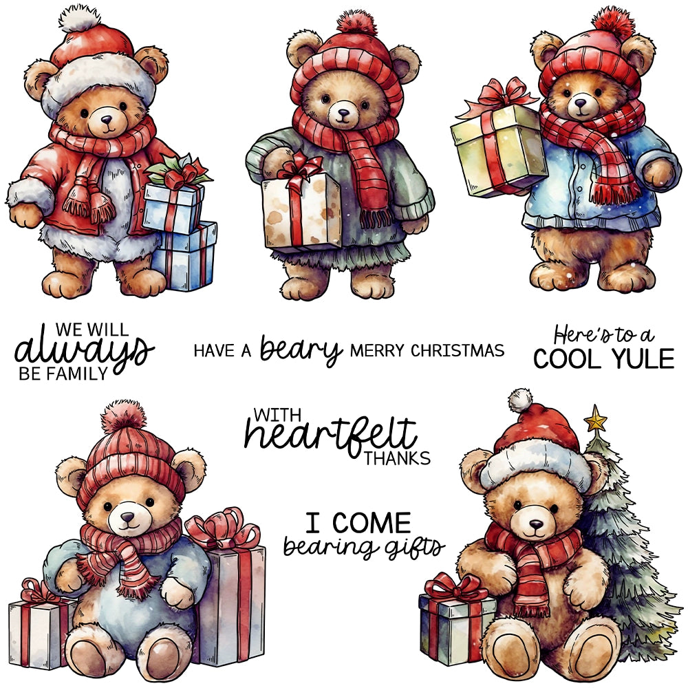 Cute Little Bear Christmas Gift Dies & Stamps Set