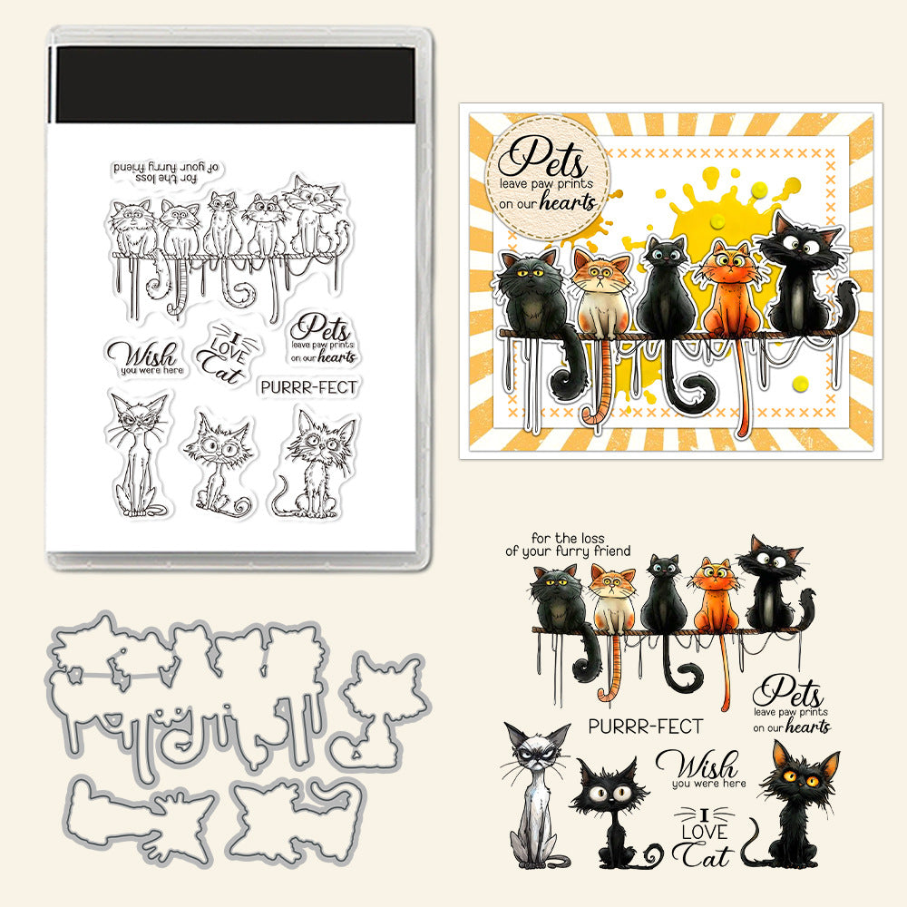 Pet Cat and His Friends Dies & Stamps Set
