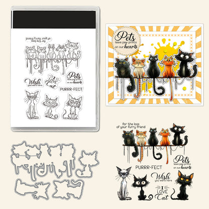 Pet Cat and His Friends Dies & Stamps Set