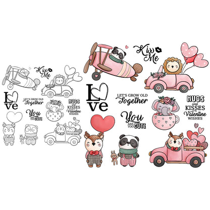 Valentine's Day Animals and Cars Clear Stamps