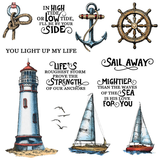 Lighthouse Sailboat Anchor Dies & Stamps Set