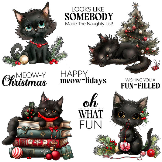 Christmas Black Cat Clear Stamps