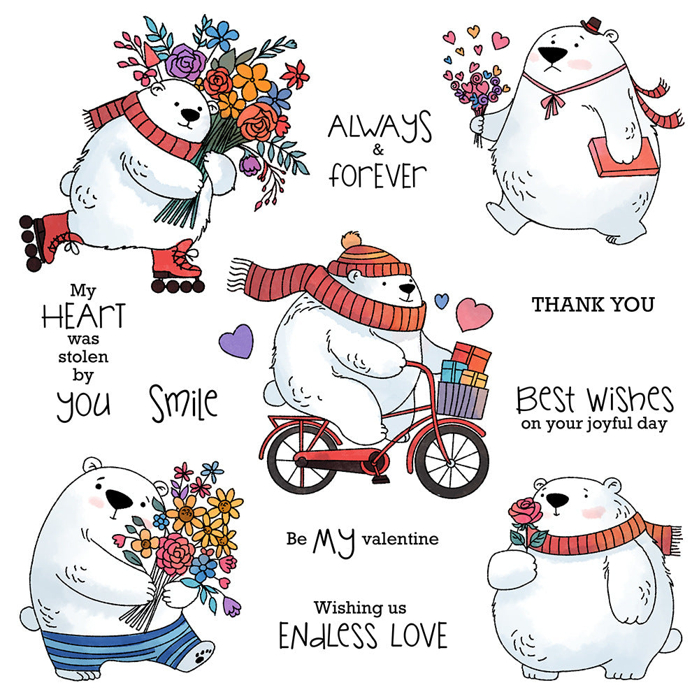 Valentine's Day Polar Bear Dies & Stamps Set