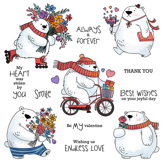 Valentine's Day Polar Bear Dies & Stamps Set