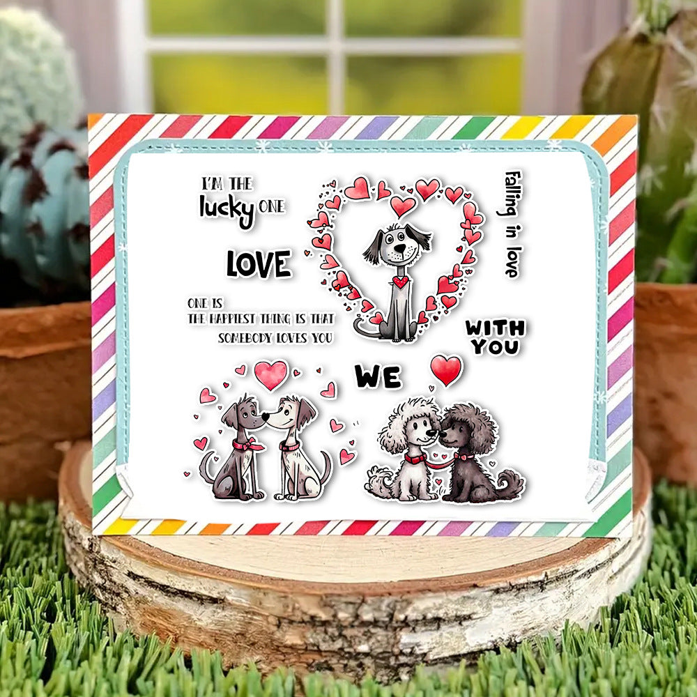 Valentine's Day Cute Puppy Dies & Stamps Set