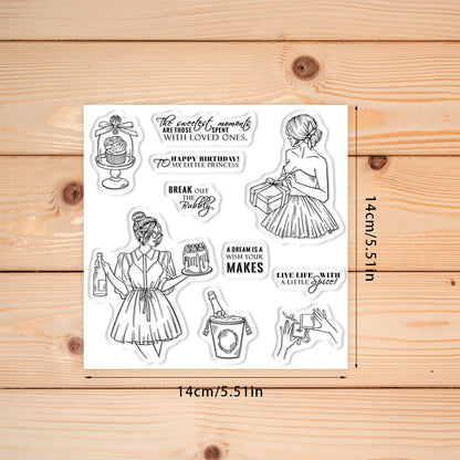 Girl's Birthday Scene Clear Stamps