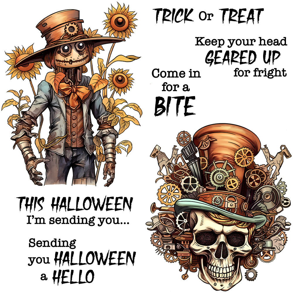 Halloween Mechanical Skull Dies & Stamps Set