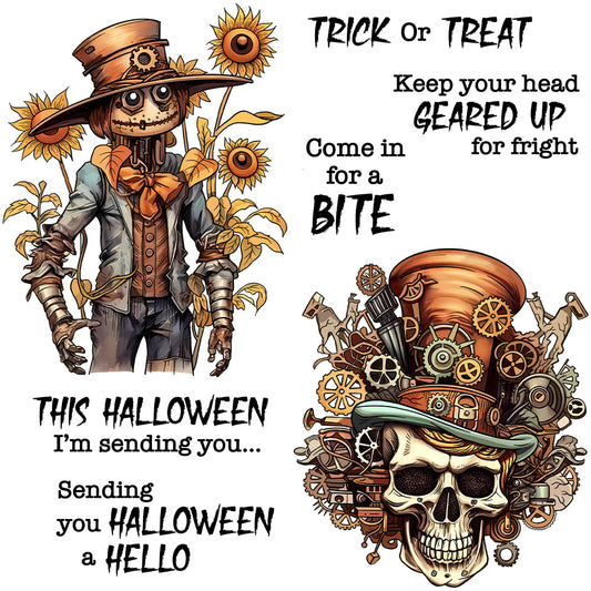Halloween Mechanical Skull Dies & Stamps Set