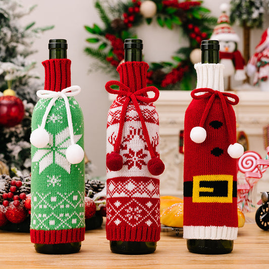 Christmas Knitted Wine Bottle Cover Decorations