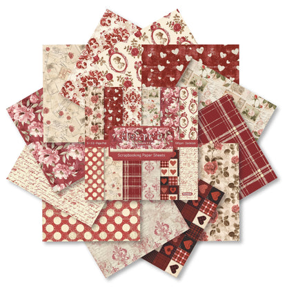 24PCS 6" Heart Scrapbook Paper & Cardstock