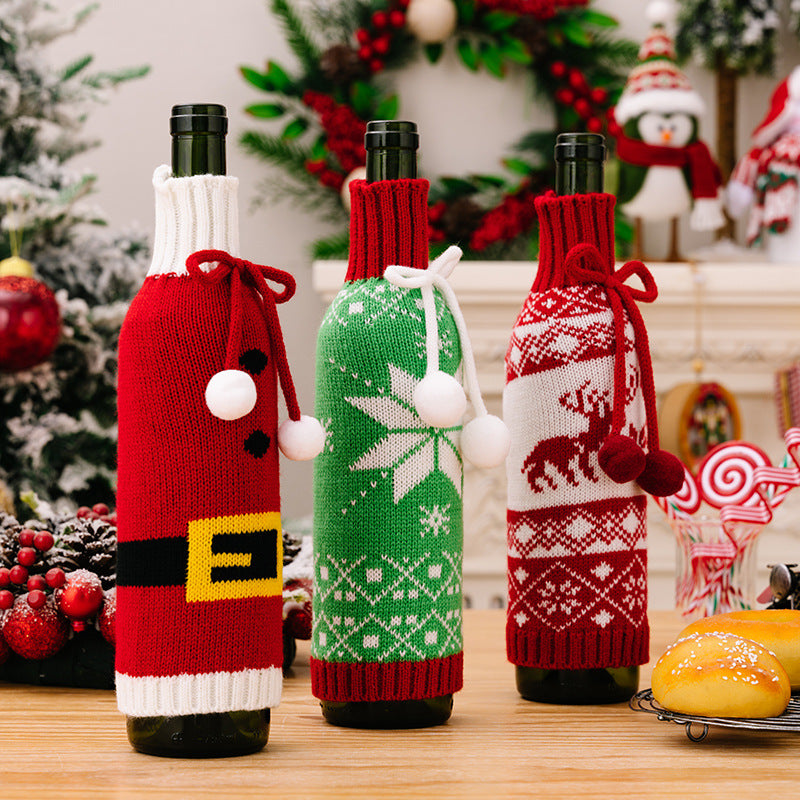 Christmas Knitted Wine Bottle Cover Decorations