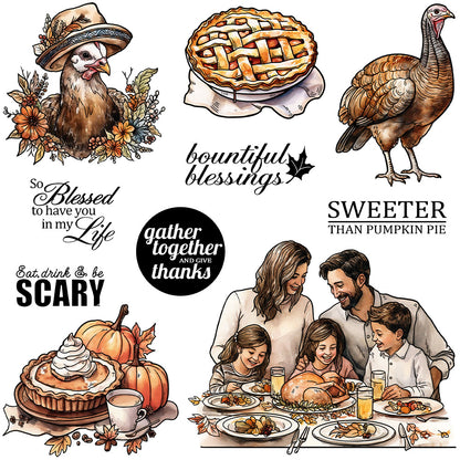 Thanksgiving Theme Dies & Stamps Set