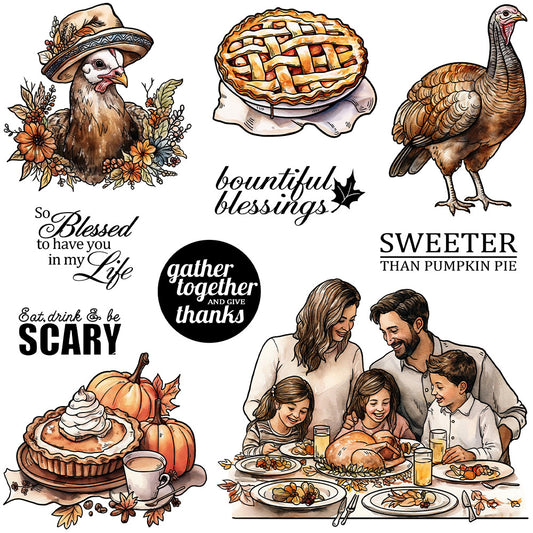 Thanksgiving Theme Dies & Stamps Set