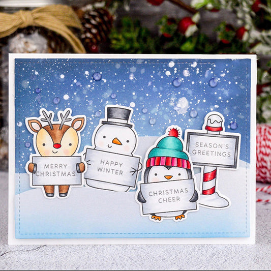 Winter Animals Message Board Dies & Stamps Set