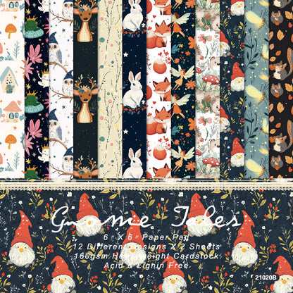 24PCS 6" Gnome Scrapbook Paper & Cardstock