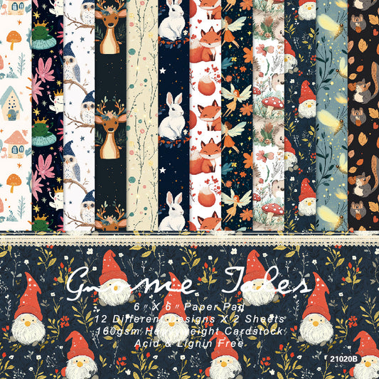 24PCS 6" Gnome Scrapbook Paper & Cardstock