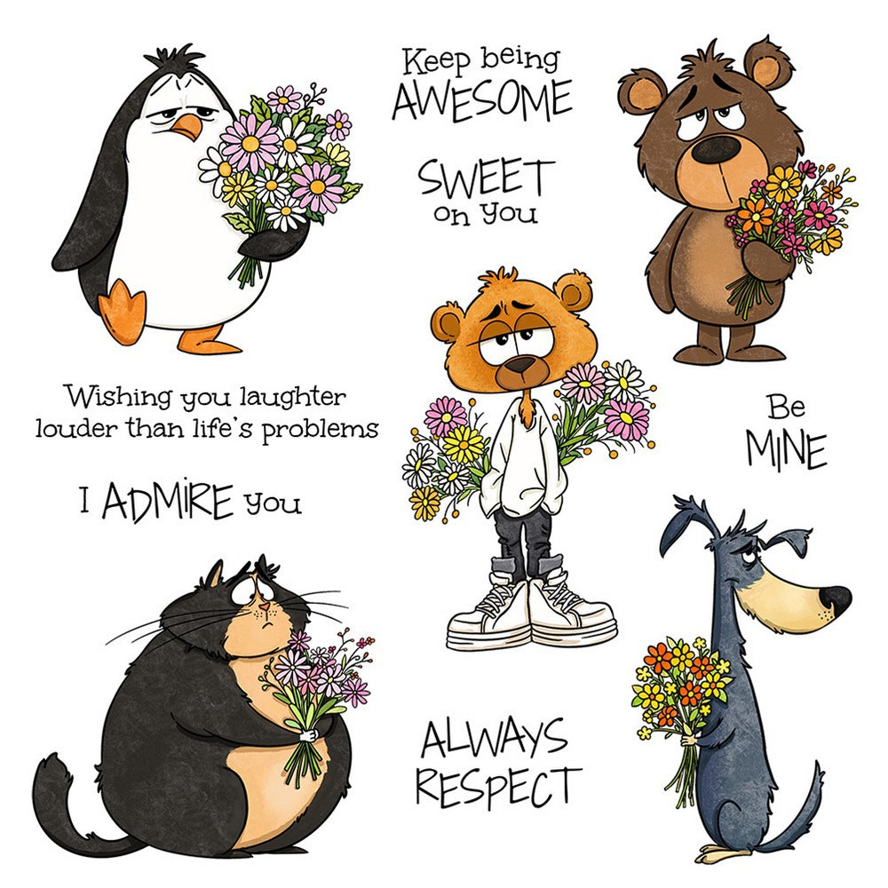 Animals Holding Bouquets Clear Stamps