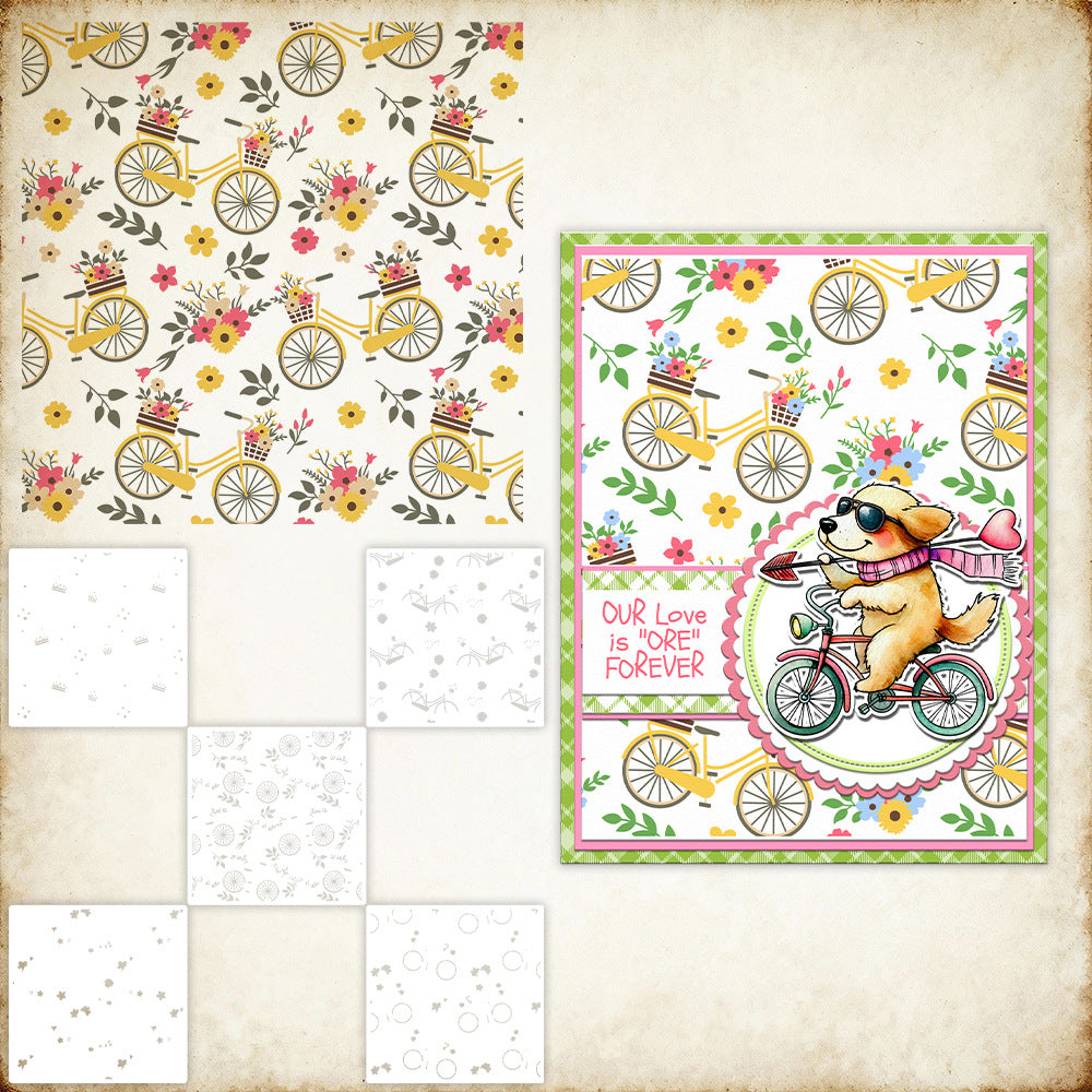 5 PCS Bicycle Pattern DIY Painting Hollow Stencil