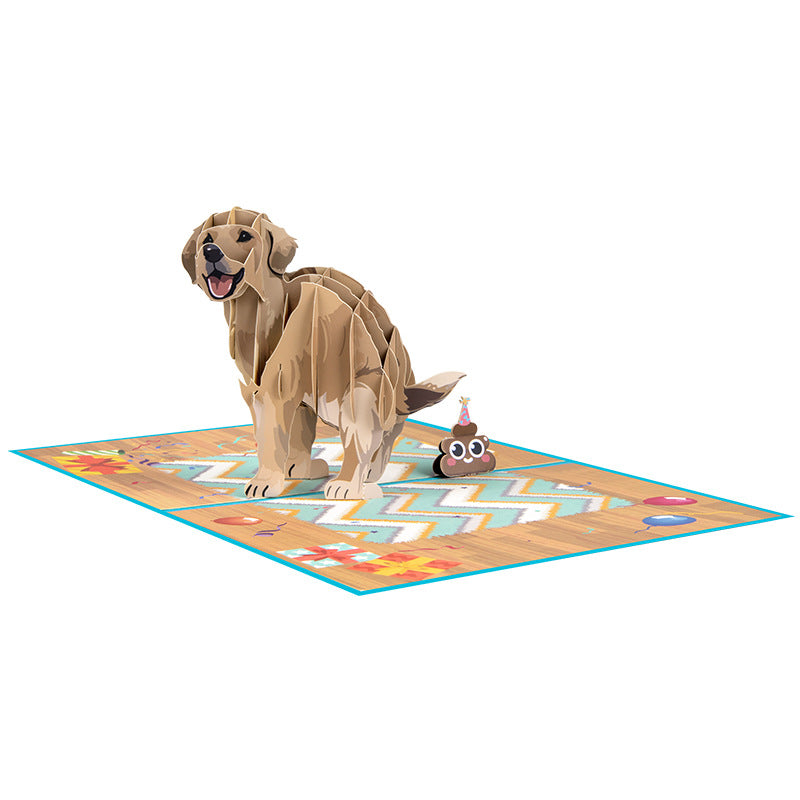 3D Creative Funny Golden Retriever Pop-Up Card