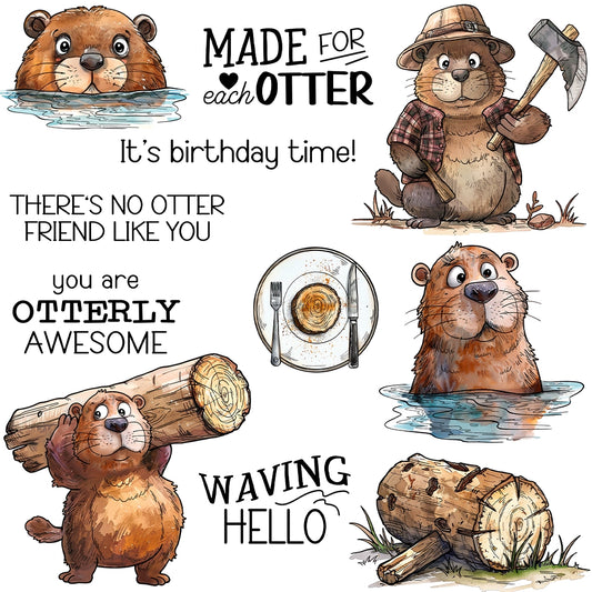 Cute Cartoon Otter Dies & Stamps Set