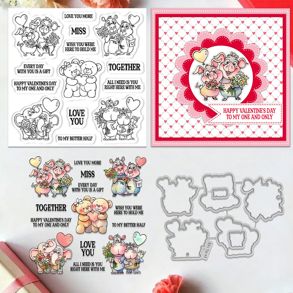 Valentine's Day Animal Couples Dies & Stamps Set