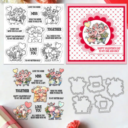 Valentine's Day Animal Couples Dies & Stamps Set