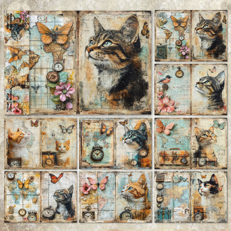 A5 Butterflies and Cats Journal Scrapbook Paper