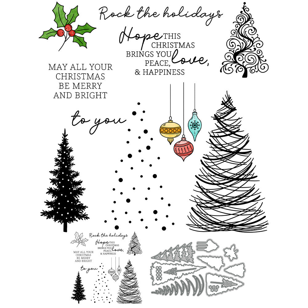 Christmas Tree Dies & Stamps Set