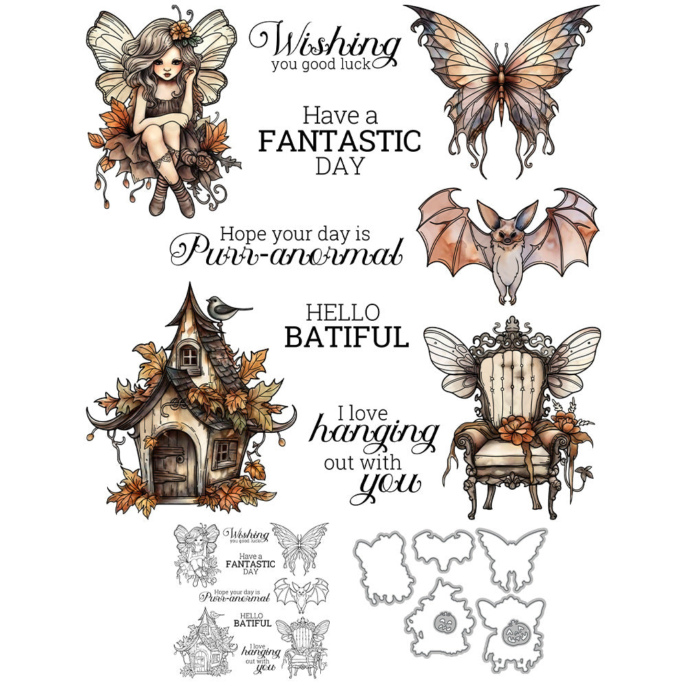 Halloween Elements Dies & Stamps Set