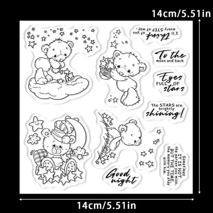 Cute Doll Bear Stars Dies & Stamps Set