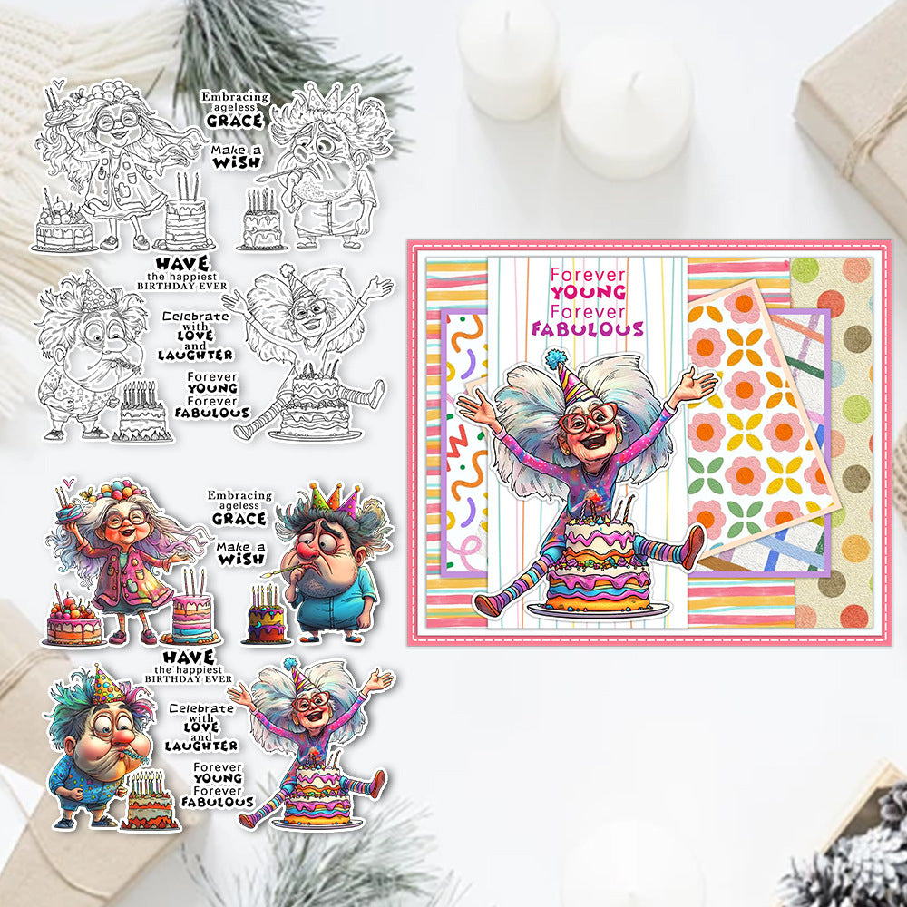 Cartoon Character Birthday Wishes Clear Stamps