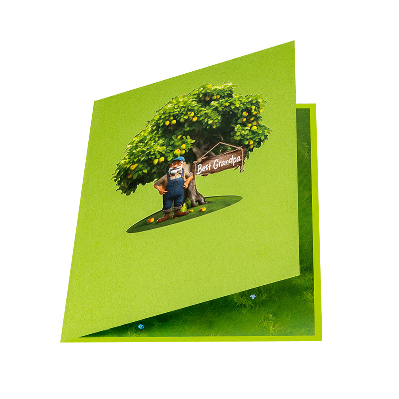 3D Creative Grandfather Green House Pop-Up Card